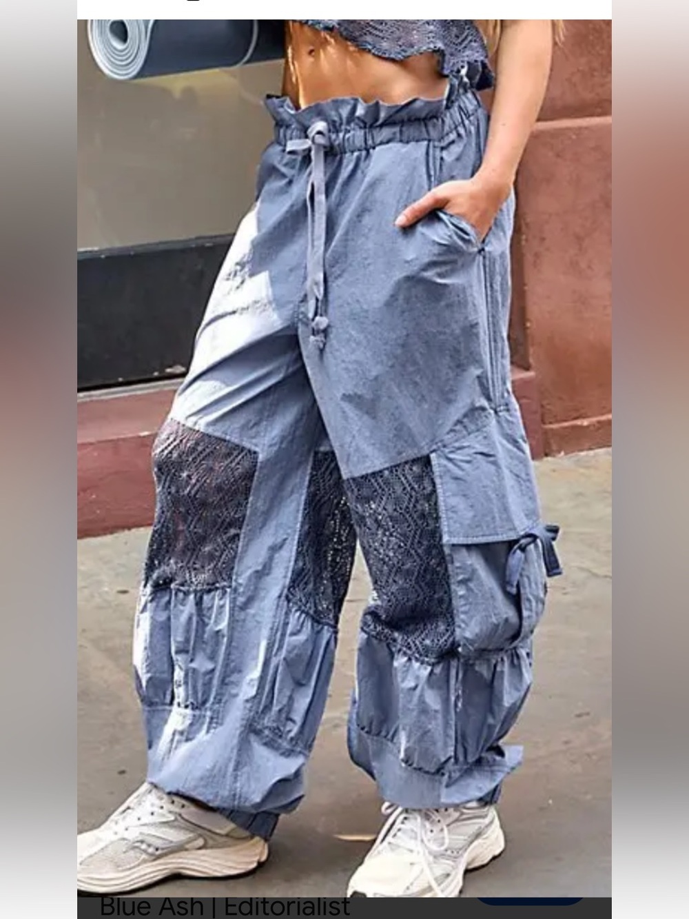 FP Movement by Free People Blue Patchwork Cargo Jumpsuit Pants